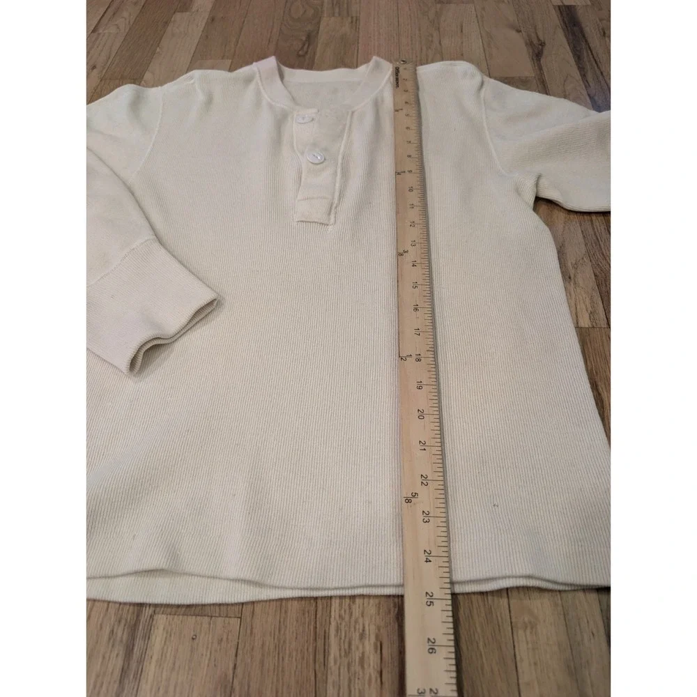 Vintage 50s Military Henley Shirt M Wool Thermal Winter Workwear Uniform USA